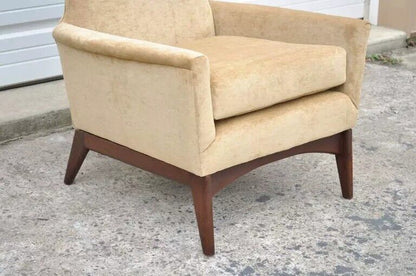 Mid Century Modern Adrian Pearsall Style Beige Diamond Back Walnut Lounge Chair