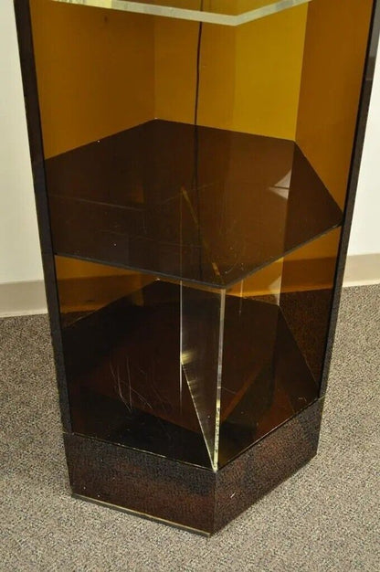Vintage Mid Century Modern Lucite Lighted Revolving Tall Narrow Retail Display