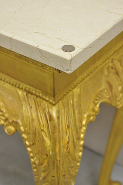 English George II Style Gold Giltwood Shell Carved Paw Foot Console Hall Table