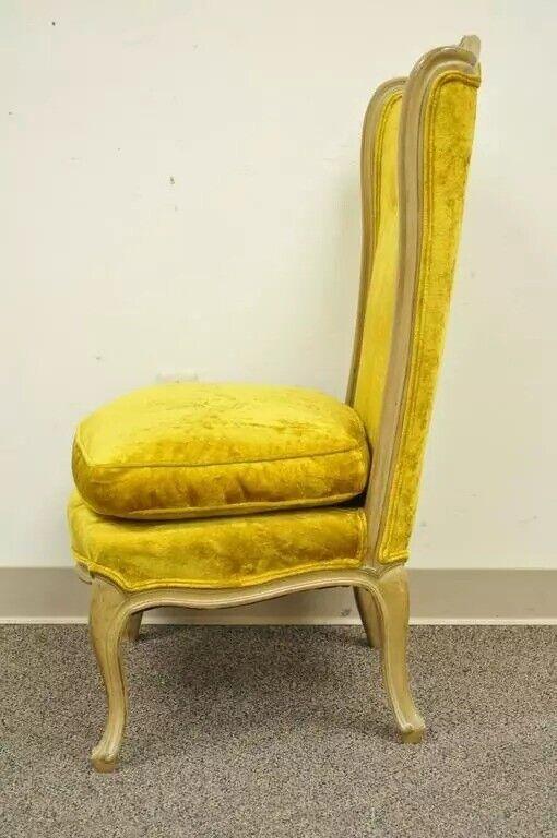 French Louis XV Provincial Style Yellow Boudoir Curved Back Gold Slipper Chair