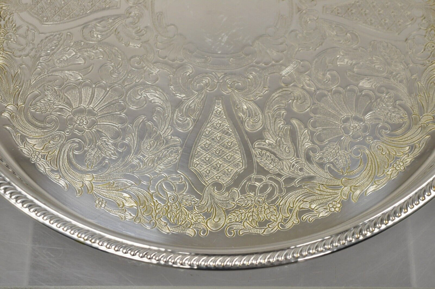 WB Rogers Silver Co Silver Plated Pierced Gallery 15” Serving Platter Tray