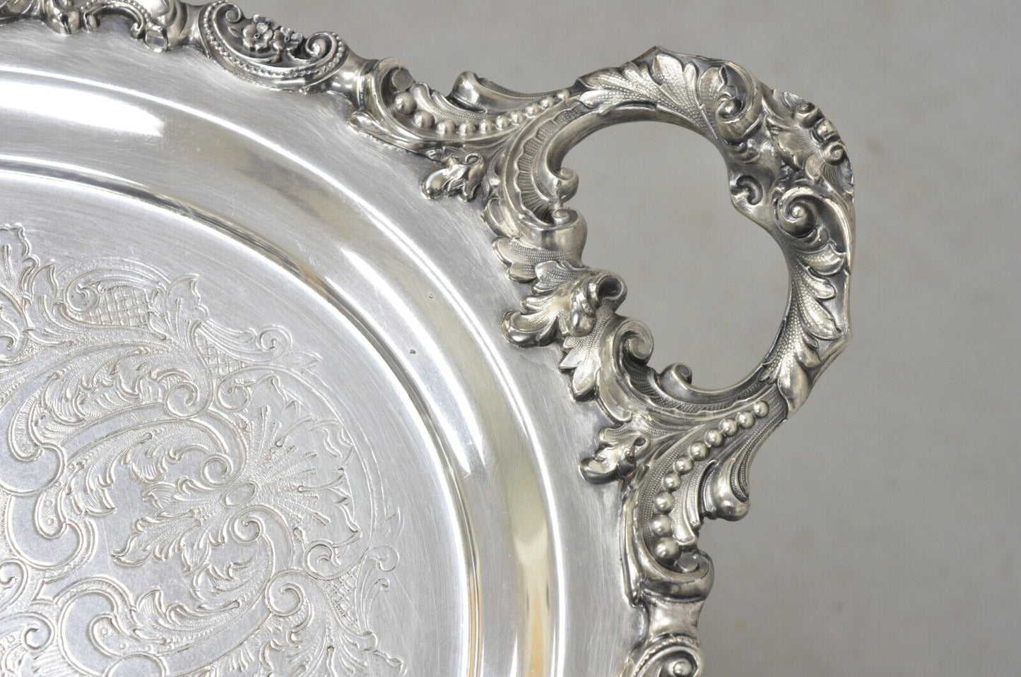 Vintage Baroque by Wallace Oval Silver Plated Victorian Serving Platter Tray