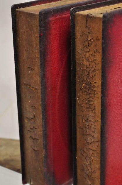 Vintage Italian Red Leather Bound "Patent Law" Faux Book Bookends (B) - Pair