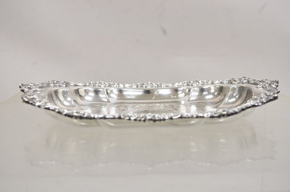 Vintage English Victorian Oval Silver Plated Ornate Scalloped Trinket Dish Tray