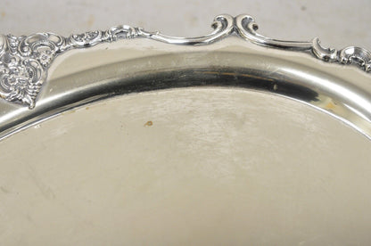 Vintage Miyata English Victorian Silver Plated Oval Floral Repousse Platter Tray