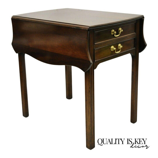 L & J G Stickley Georgian Solid Mahogany Drop Leaf Pembroke Lamp Side Table