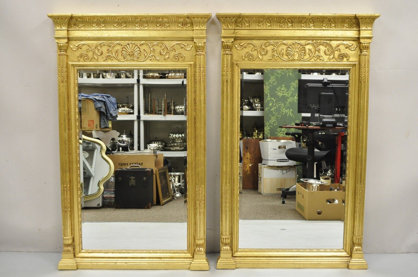 Henredon Charles X Collection Gold Louis XV Rectangular Wall Mirror - a Pair