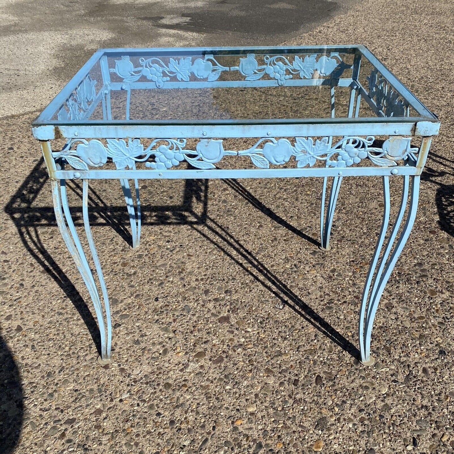 Vintage Molla Cast Aluminum Victorian Style Blue Garden Patio Dining Set - 5 Pcs