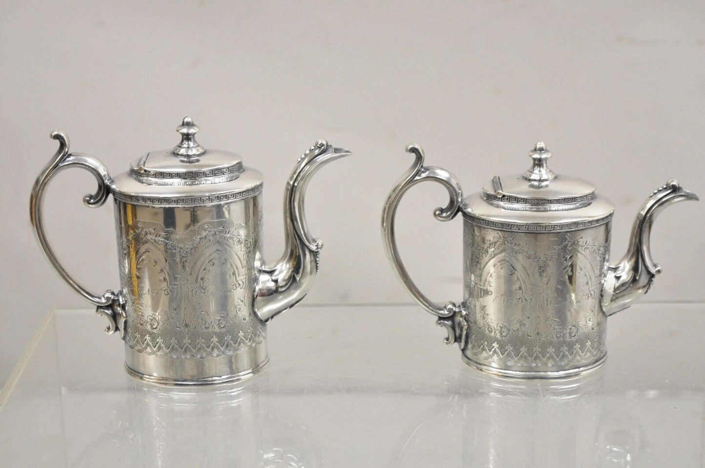 Vintage J.F. Curran & Co Victorian Silver Plated Small Coffee Tea Set - 4 Pc Set