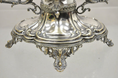 Antique French Victorian Silver Plated Figural Centerpiece Bowl Pedestal Base