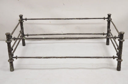 Vintage Giacometti Style Brutalist Patinated Metal Rectangular Coffee Table Base