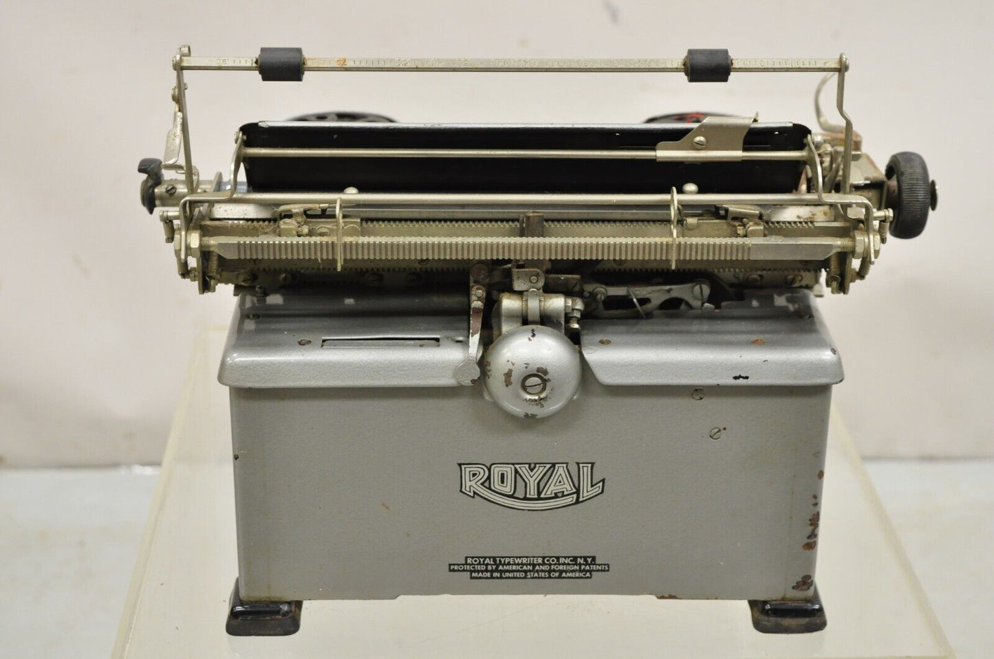 Antique Royal Model 10 Art Deco Typewriter with Beveled Glass Sides