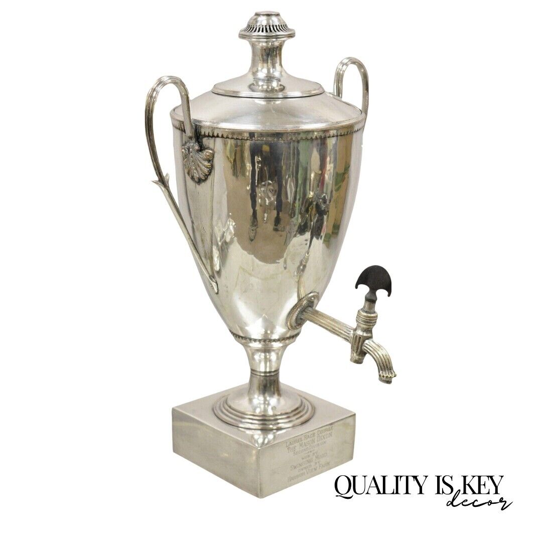 English Regency Trophy Cup Silver Plated Laurel Course Horse Race Award Samovar