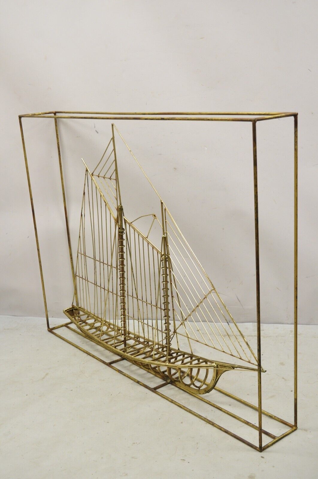 Large Curtis Jere Metal Clipper Ship 3D Sailboat Mid Century Modern Sculpture