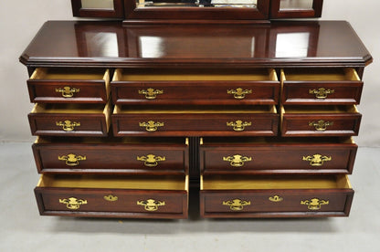 Bassett Furniture Eden House Cherry 10 Drawer Triple Dresser w/ Triple Mirror