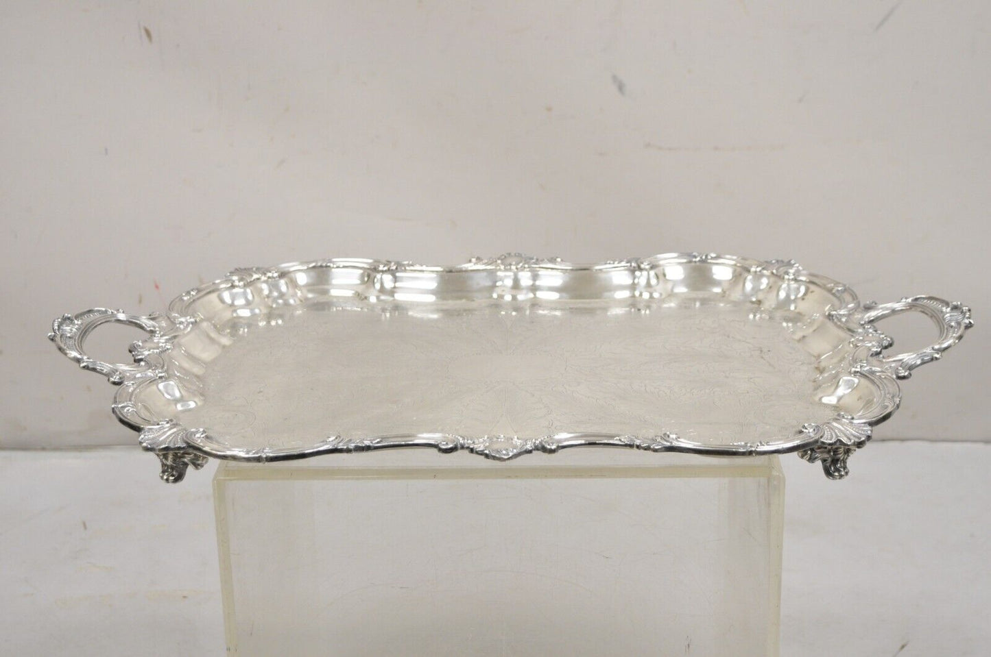 Vintage SBEP Victorian Baroque Style Silver Plated Serving Platter Tray