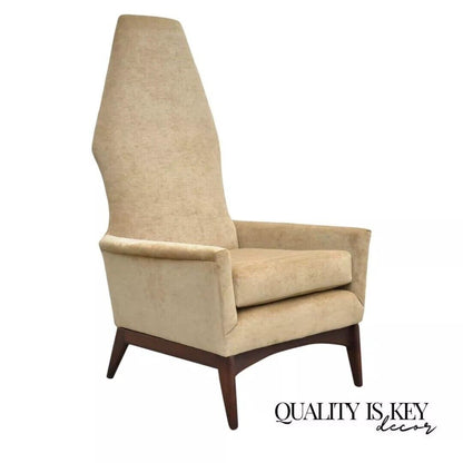 Mid Century Modern Adrian Pearsall Style Beige Diamond Back Walnut Lounge Chair