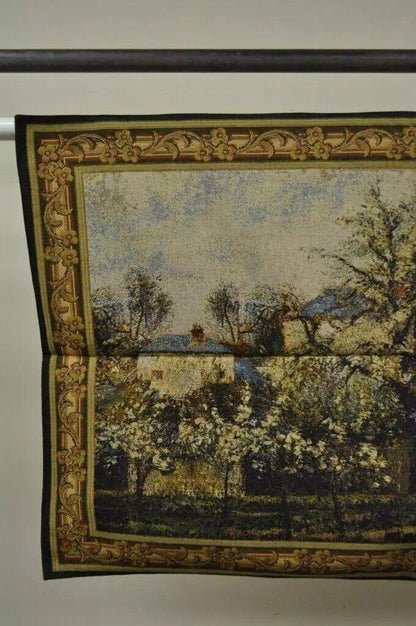 44" x 29" French Wall Hanging Tapestry Jacquard Impressionist Landscape Pissarro