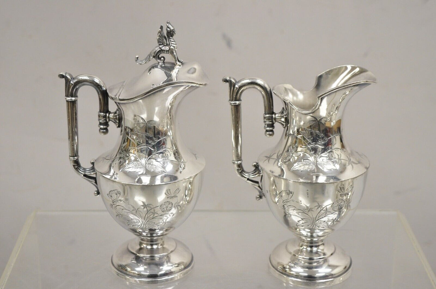 Simpson Hall Miller Aesthetic Movement Silver Plated Butterfly Tea Set - 6 Pcs