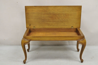 Vintage French Country Provincial Mahogany Wood Lift Top Storage Piano Bench