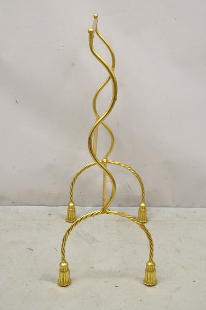 Vtg Italian Hollywood Regency Gold Gilt Metal Iron Towel Rack with Tassel Feet