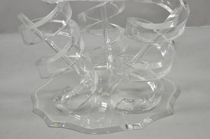 Lucite Spiral Coil Spring Base Mid Century Modern Coffee Table