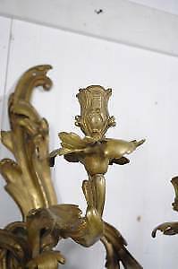 Stately Antique 19th C French Bronze Acanthus Rococo Candle Holder Wall Sconce