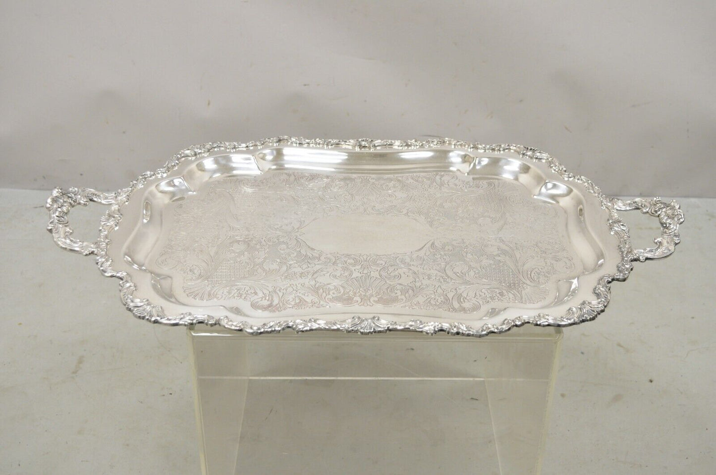 Community Ascot 0316-10 Silver Plated Ornate Twin Handle Serving Platter Tray