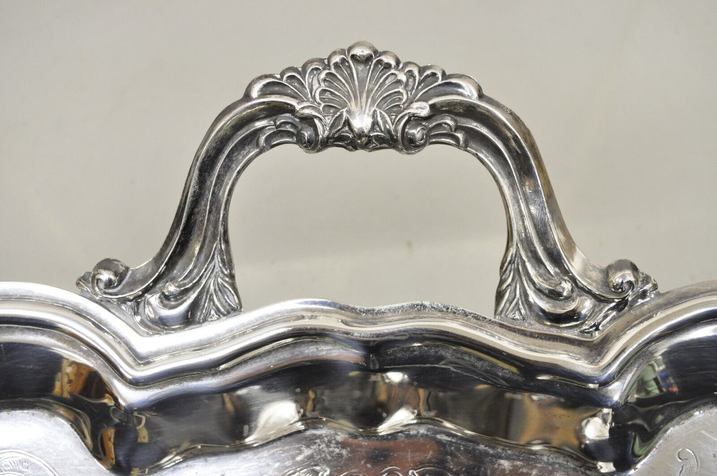 Vtg WM Rogers Victorian Style Silver Plated 28" Twin Handle Serving Platter Tray