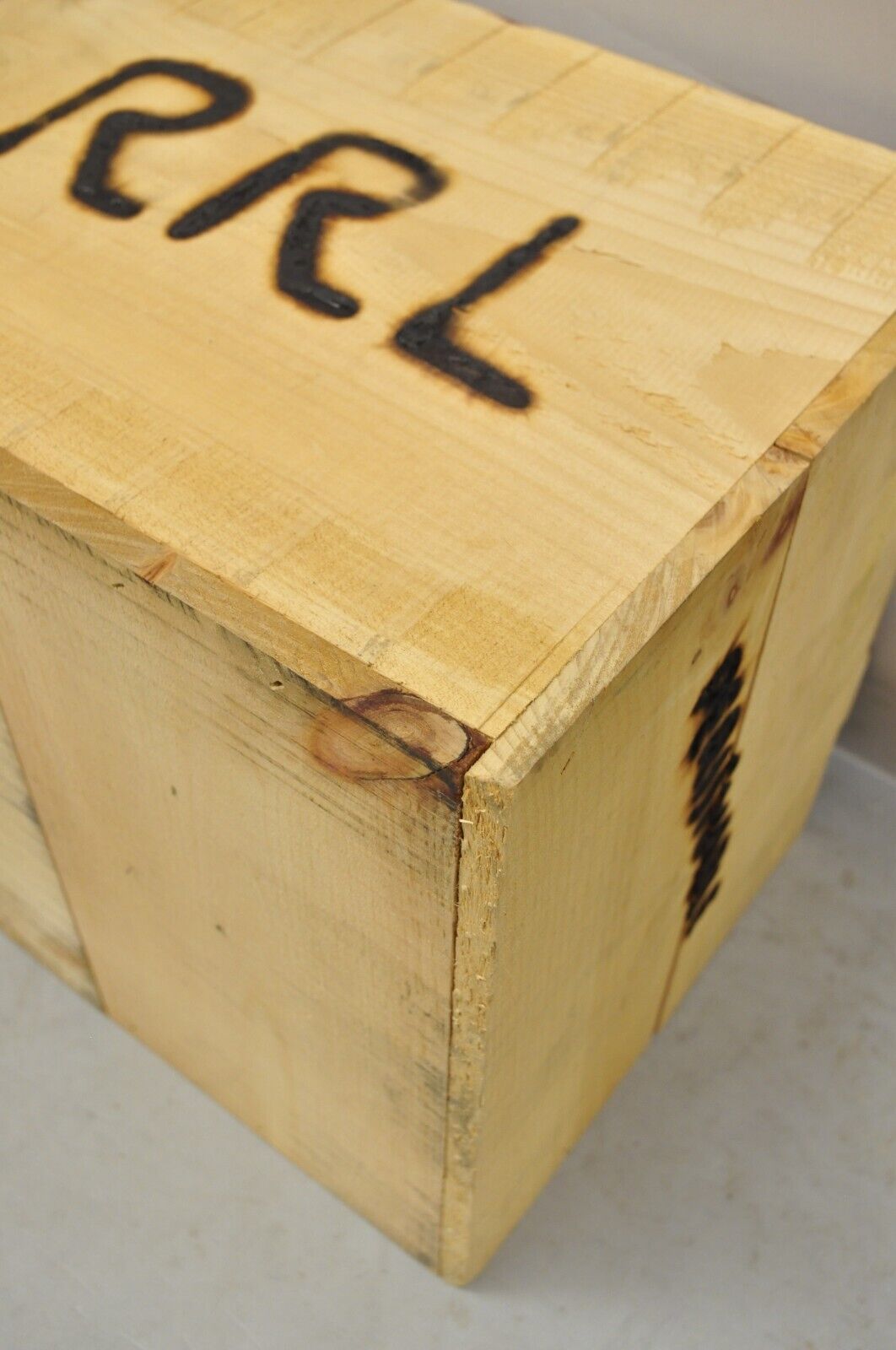 RRL Wooden Sliding Lid Crate Ralph Lauren? Perishable Burn Mark Storage Box