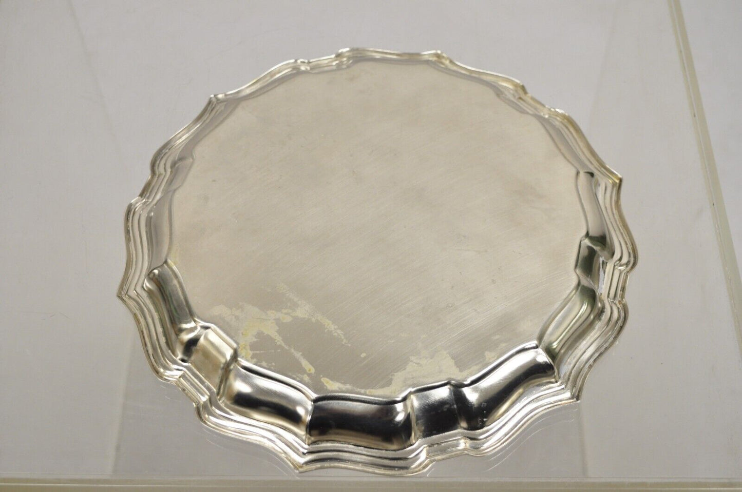 Vintage Scalloped Edge Silver Plated Golf Award Plate "Most Improved... 1985"