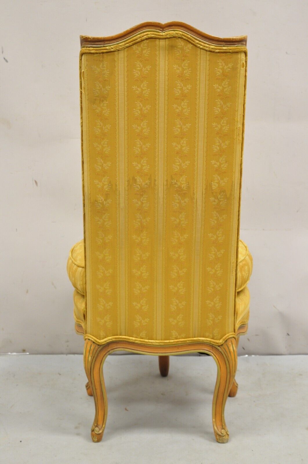 French Louis XV Provincial Style Five Leg Peach Painted Boudoir Slipper Chair