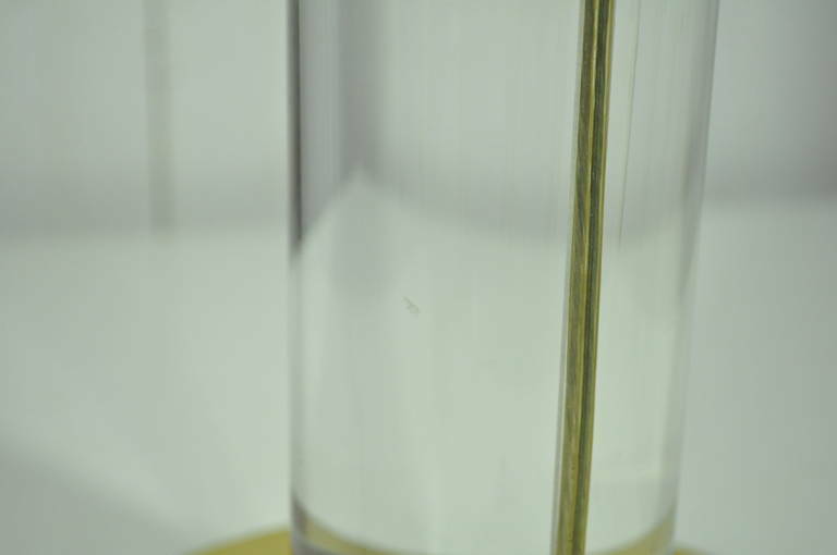 Vintage Frederick Cooper Lucite and Brass Column Table Lamp after Karl Springer