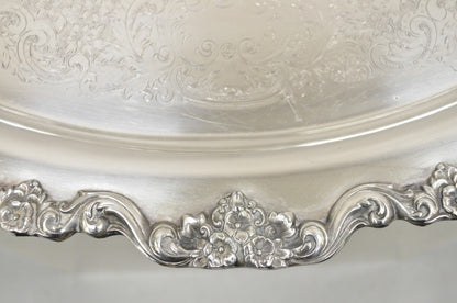 EPCA Poole Silver Co 400 Lancaster Rose Large Silver Plated Serving Platter Tray