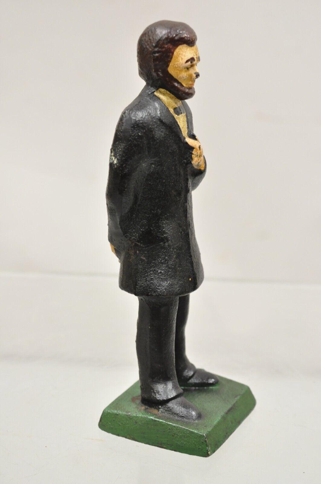 Antique Victorian Cast Iron Honest Abe Abraham Lincoln Figural Painted Door Stop