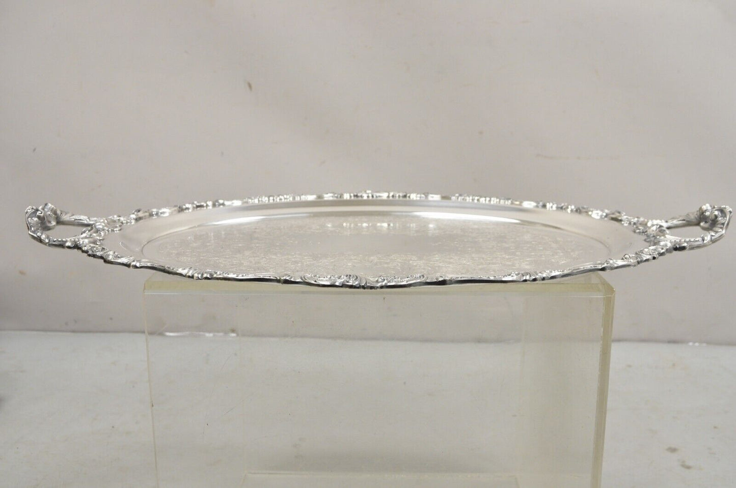 Vintage Baroque by Wallace Oval Silver Plated Victorian Serving Platter Tray