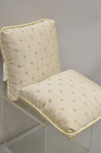Ethan Allen Neoclassical Style Gold Star Stripe 17" Square Throw Pillows - 2 Pcs