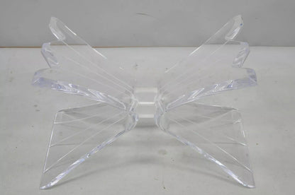 Vintage Mid Century Modern Lucite Butterfly Lion in Frost Coffee Table Base