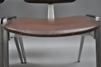 Mid Century Modern Cast Aluminum Stacking Side Chairs by Crucible (D) - a Pair