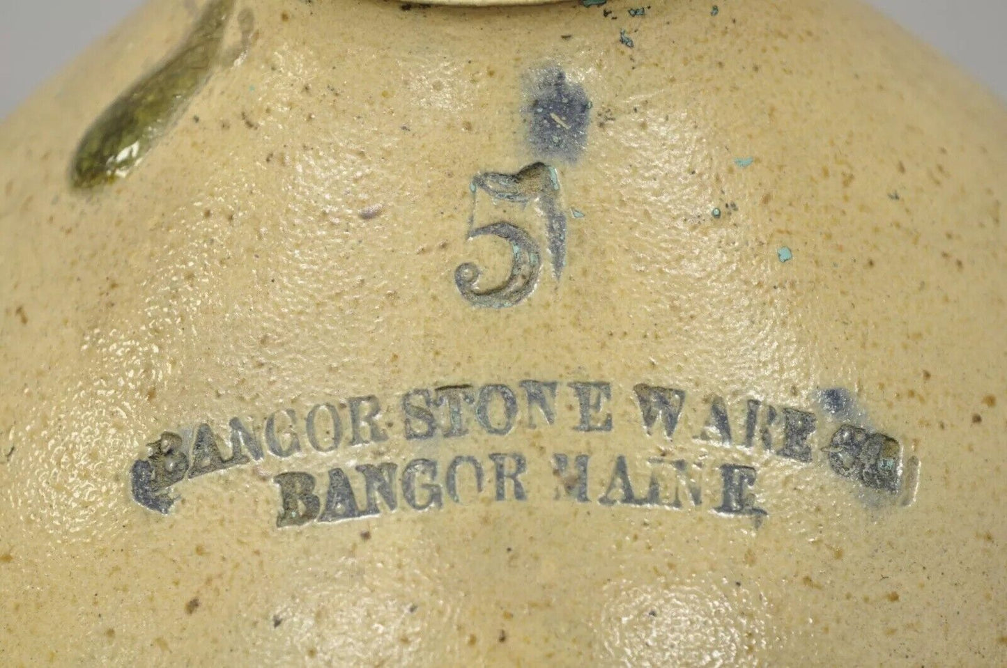 Antique Bangor Stoneware Large 19" Five Gallon Jug Bangor Maine