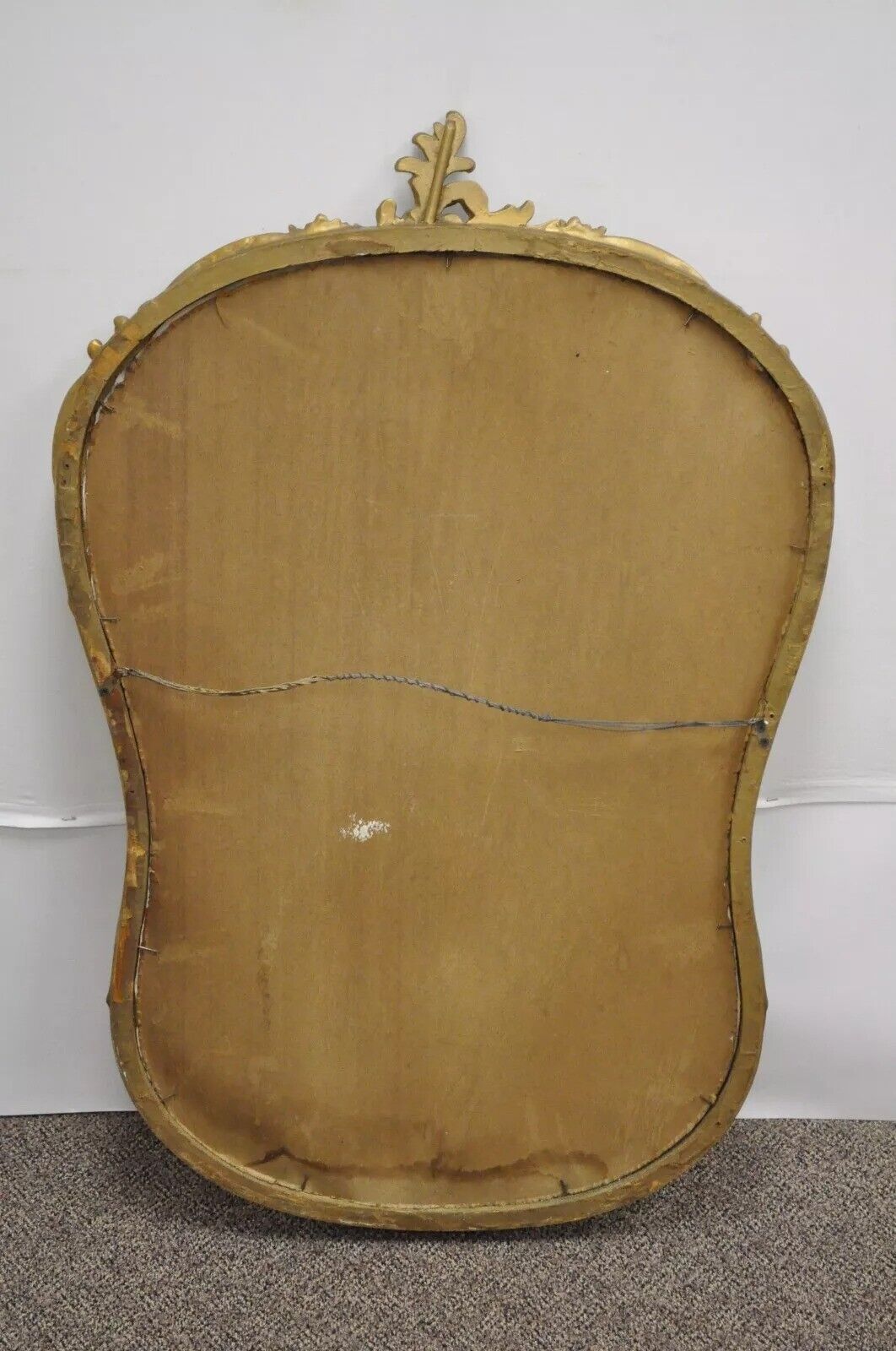 Antique French Rococo Style Gold Gilt Wood & Gesso Leafy Scroll Wall Mirror