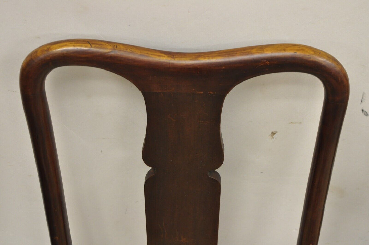 Antique Queen Anne Style Mahogany T-back Dining Side Chairs - Set of 4