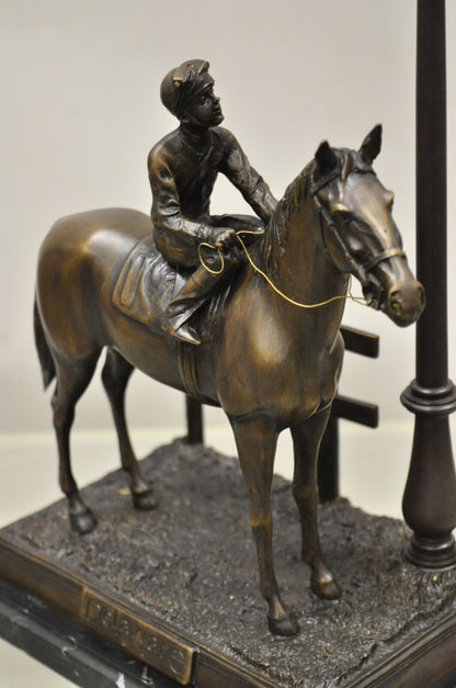 Delaware Park Bronze Equestrian Marble Base Horse Jockey Statue Sculpture