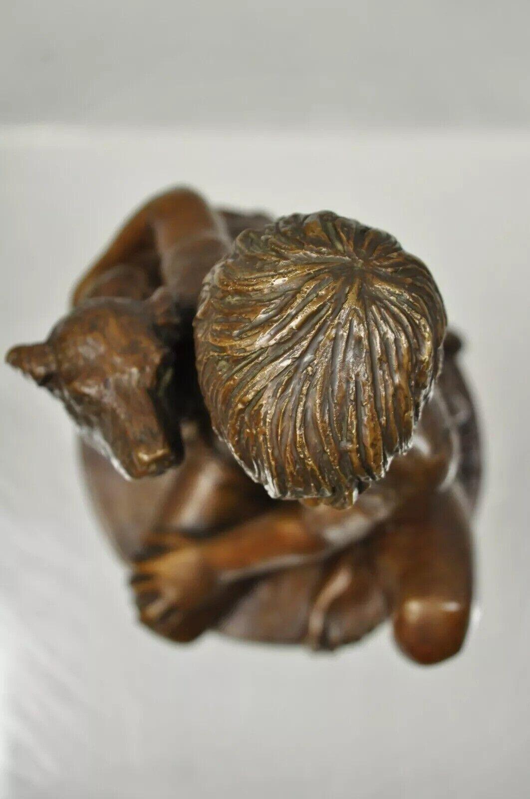 Vintage Bronze Charles Parks The Franklin Mint Statue Sculpture Boy with Dog