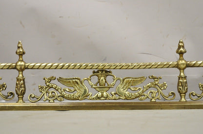 Antique Victorian Figural Swan Bird Twisted Brass 48" Fireplace Fender Surround