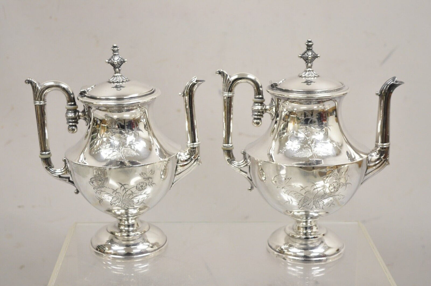 Simpson Hall Miller Aesthetic Movement Silver Plated Butterfly Tea Set - 6 Pcs