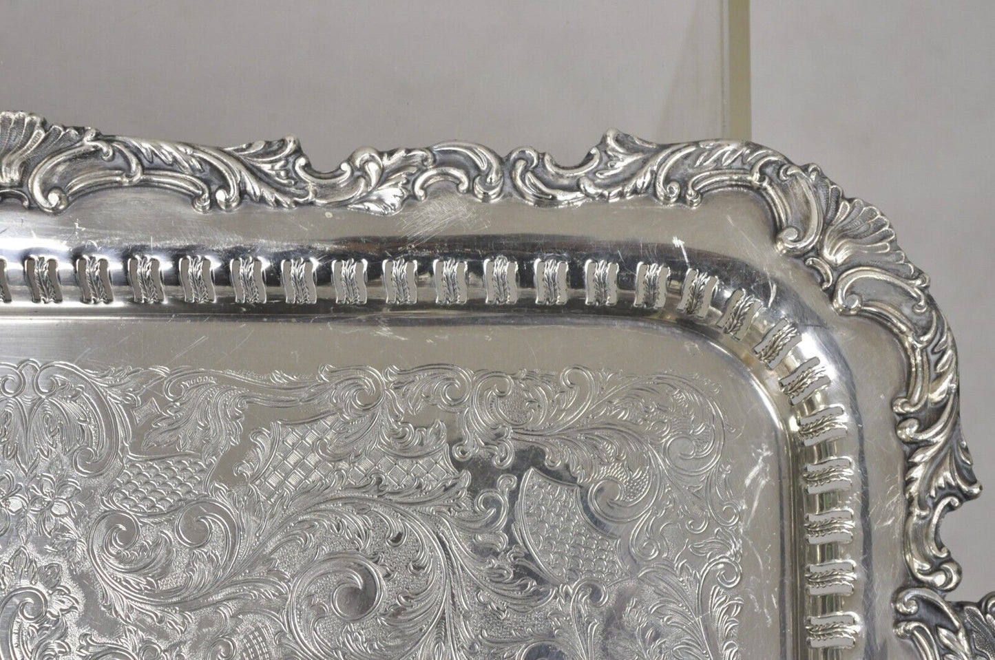 Vintage Community Ascot 0316-5 Pierced Gallery Silver Plate Serving Platter Tray