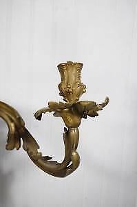 Stately Antique 19th C French Bronze Acanthus Rococo Candle Holder Wall Sconce