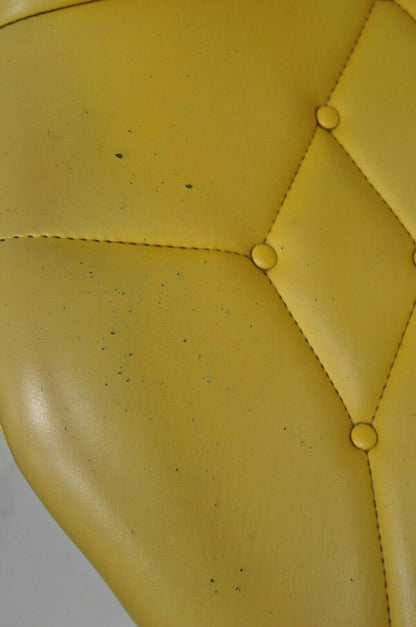 Mid Century Modern Yellow Tufted Naugahyde Swivel Butterfly Club Lounge Chair