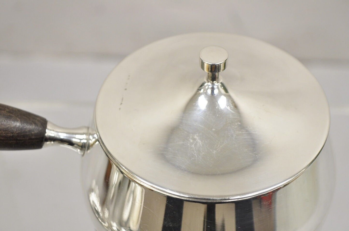 Vintage Mid Century Modern Silver Plated Steel Fondue Pot Warmer Set